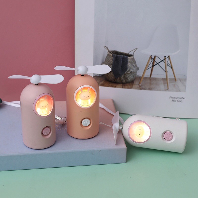 Quạt Mini Tích Điện Cầm Tay Hình Chú Thỏ Xinh Xắn (Tặng kèm dây sạc) | BigBuy360 - bigbuy360.vn