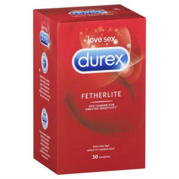 Giá Shock Bao cao su Durex Fetherlite hàng Úc nhập khẩu hộp 30 bao size 52 - 3wolves