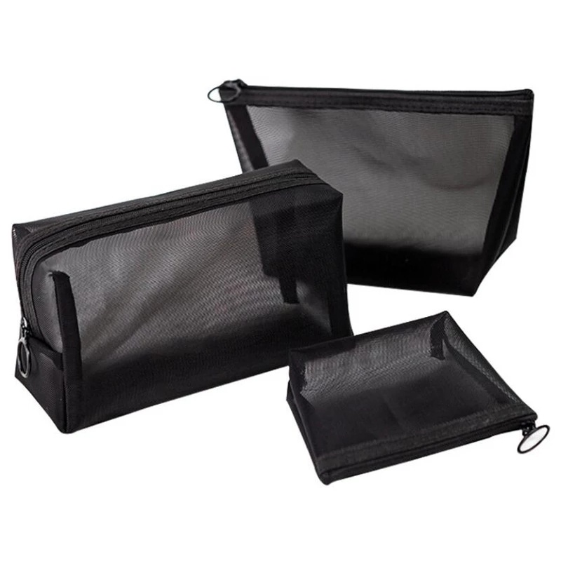 1 Túi Đựng Mỹ Phẩm / Đồ Trang Điểm Màu Đen Trong Suốt Kích Thước Nhỏ Gọn Thời Trang Dành Cho Nam Và Nữ