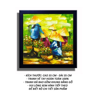 Tranh sơn dầu - họp chợ - tranh minh hiền