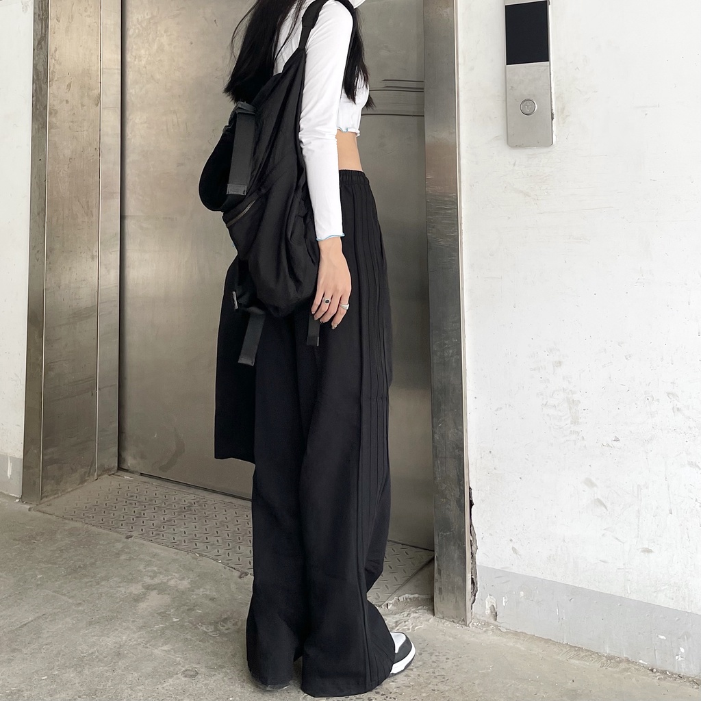 Quần ống rộng màu sắc đơn giản thời trang Hàn Quốc năng động