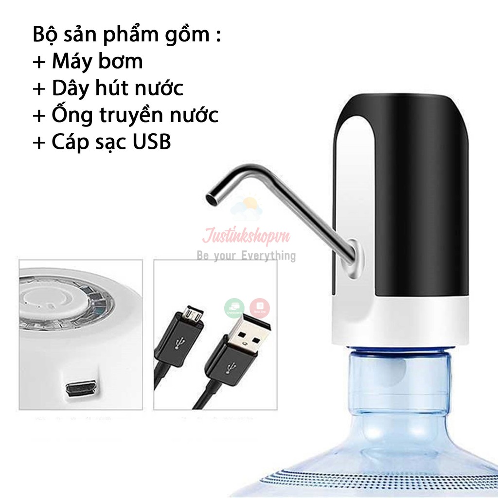 Máy vòi bơm nước điện tử tự động có sạc USB cho bình nước lọc hút nước thông minh có đèn led tiện lợi - JLVQ-738-BBRN