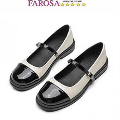Giày Mary Jane nữ da bóng phối mũi đế cao 2.5 cm FAROSA -V44 cực sang chảnh