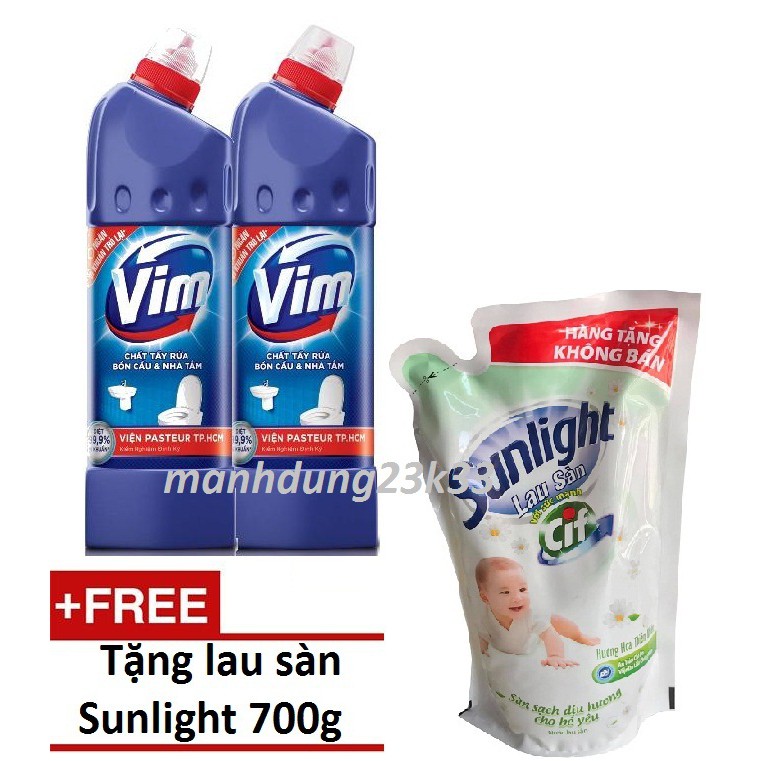 [Mã HC0505 giảm 8% đơn 250K] COMBO 2 Chai Vim tẩy Bồn cầu 900ML TẶNG Nước RỬA CHÉN 550G