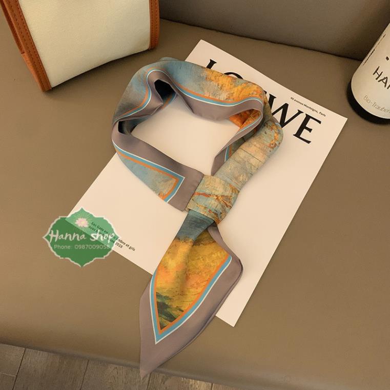 Khăn Lụa Vuông 70x15 choàng Cổ, Buộc Tóc, thắt nơ cổ áo, quấn túi xách
