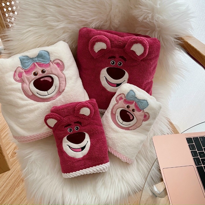 (Sét 2) khăn tắm + khăn mặt gấu hồng LOTSO | BigBuy360 - bigbuy360.vn