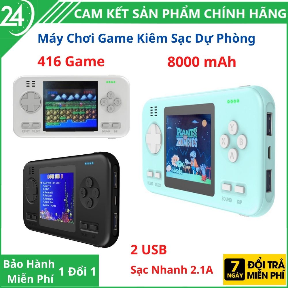 Máy chơi game cầm tay 416 Trò - Máy chơi game cầm tay kiêm sạc dự phòng 8000 mAh