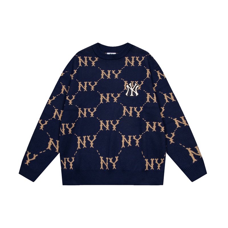 ❤❀  ❤ Mlb Áo Sweater Dệt Kim Tay Dài Cổ Tròn Thêu Chữ NY Cá Tính