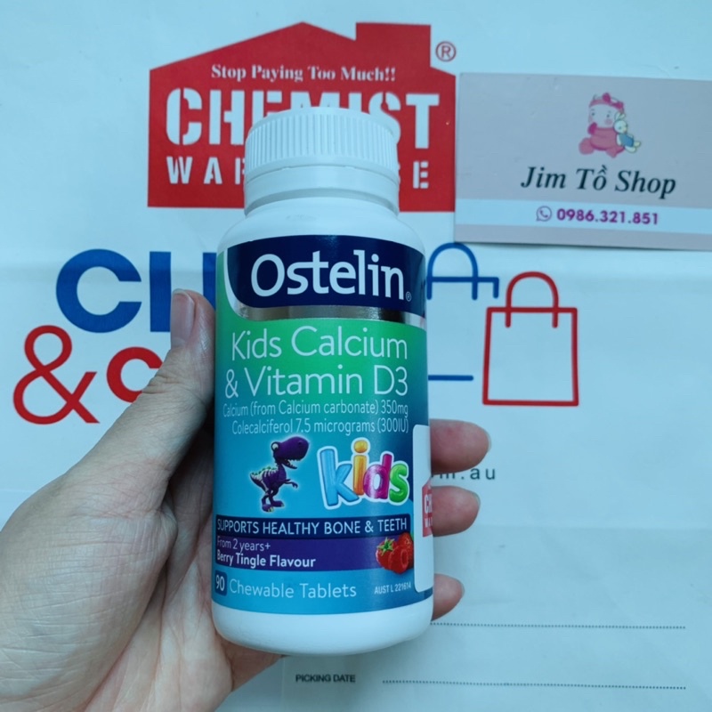 [100% Hàng Auth] Canxi Khủng Long Ostelin Úc 90 viên cho bé từ 2 tuổi - Xuất xứ Úc