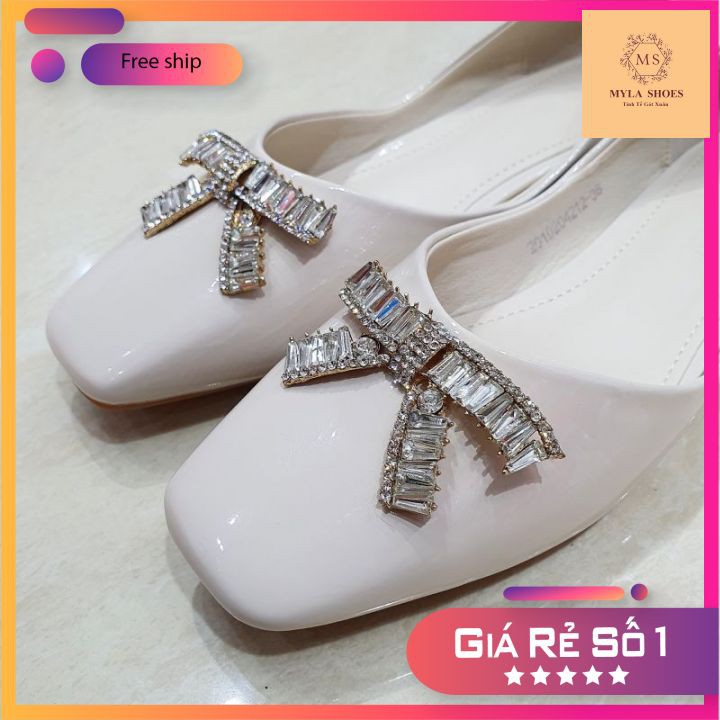 MYLA SHOES - Giày Búp Bê Da Bóng Đính Nơ Giọt Nước VNXK