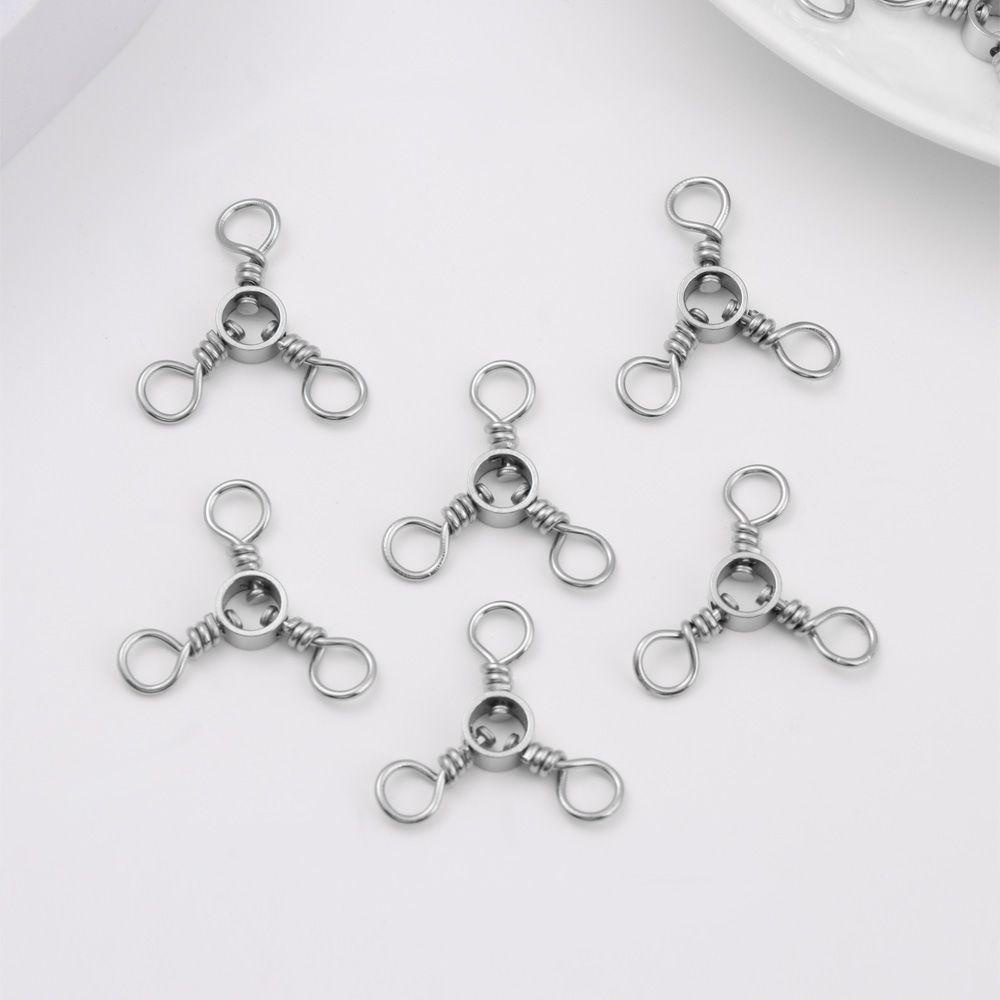 LETTER 50Pcs Hot Three Way Bearing Swivel Splitter Fishhook Connector T-shape Fishing Swivels Bearing Barrel Srolling Trident Durable Cross Line