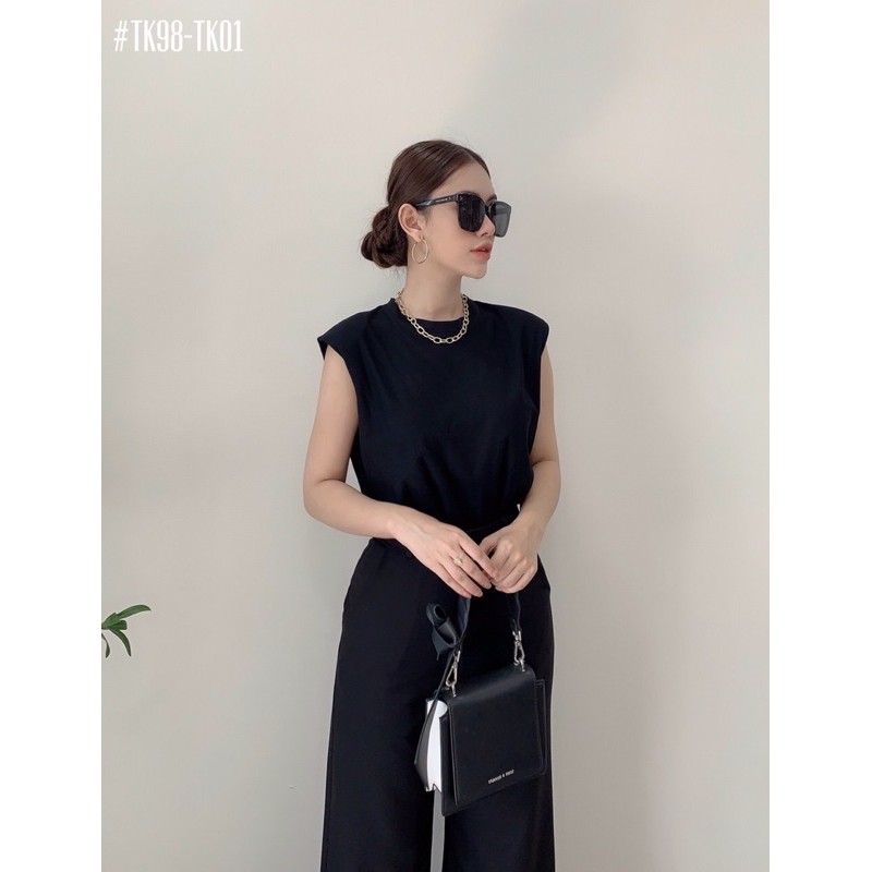 Áo thun nữ cổ tròn sát nách độn vai màu đen, trắng NP SHOP | BigBuy360 - bigbuy360.vn
