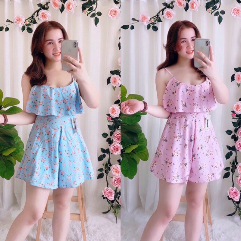 Jumpsuit ngắn hoa nhí hai dây siêu xinh (Hình Thật)