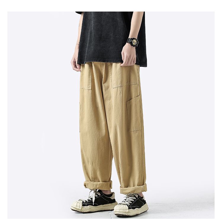 Quần Kaki Baggy Dáng Rộng Phong Cách Vintage Hàn Quốc Kiểu Mới Cỡ Lớn 8XL Cho Nam