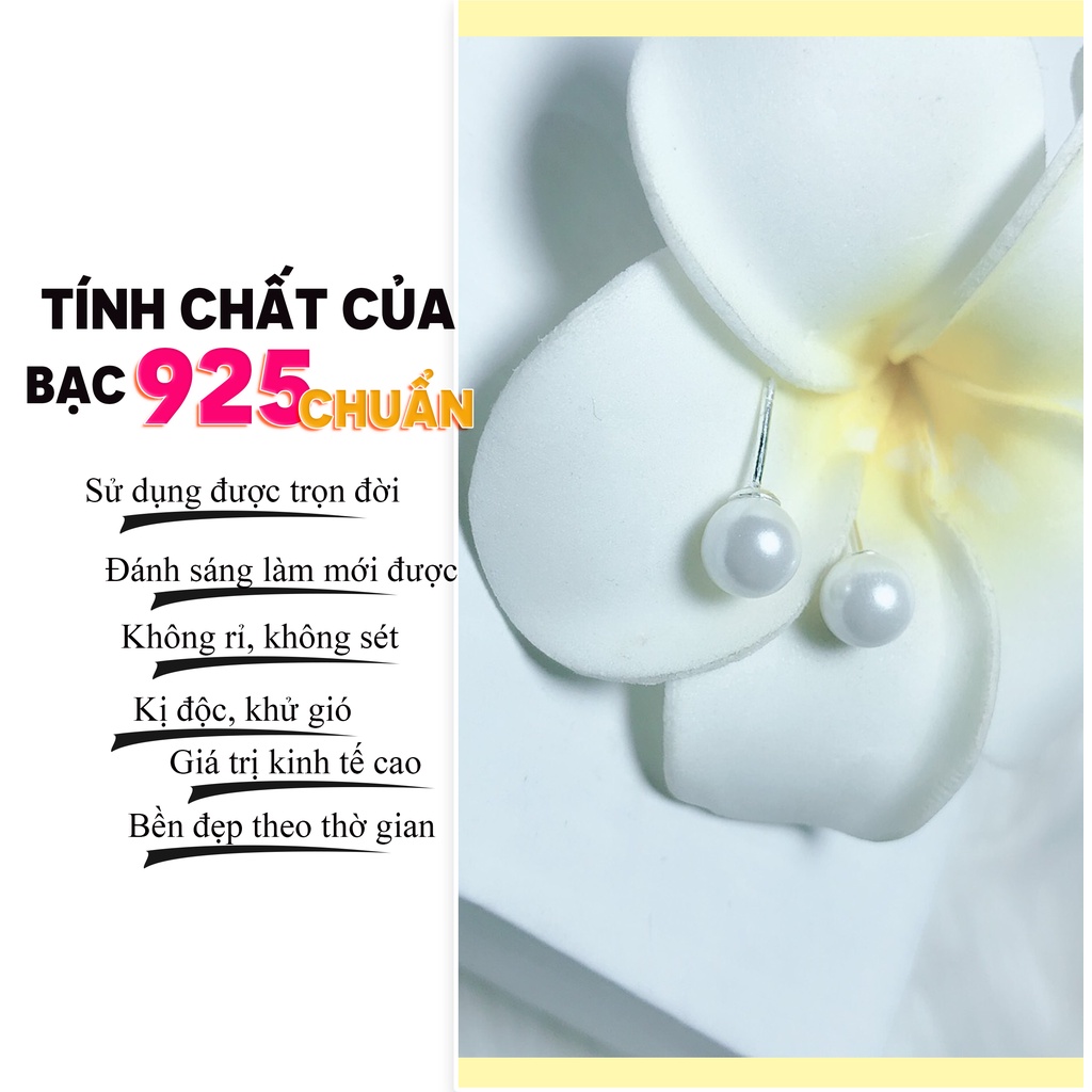 Bông tai nữ ngọc trai nhân tạo bạc 925 phong cách cổ trang, duyên dáng đơn giản sang trọng QMJ - Q010