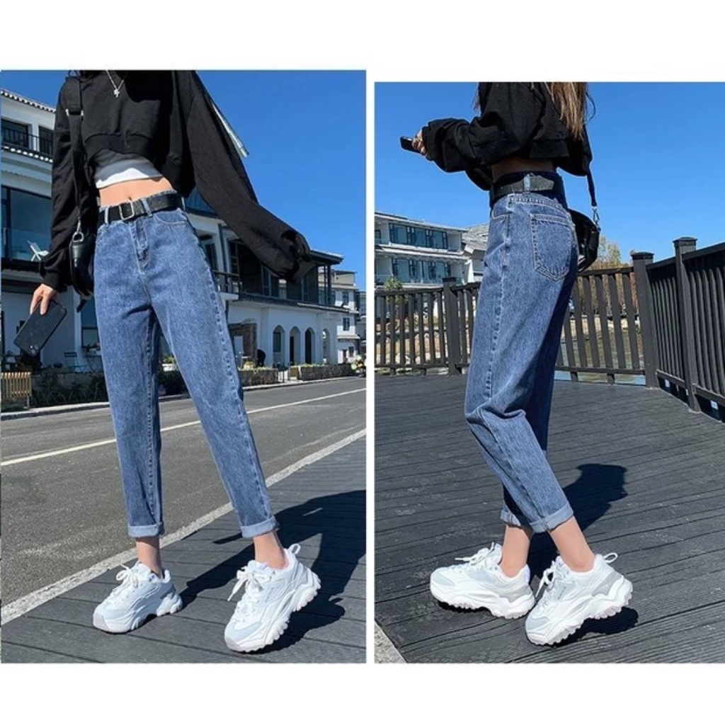 Quần jean bò baggy nữ cạp cao hàng Quảng Châu phong cách Hàn Quốc sành điệu style năm 2022 SKShop22 | BigBuy360 - bigbuy360.vn