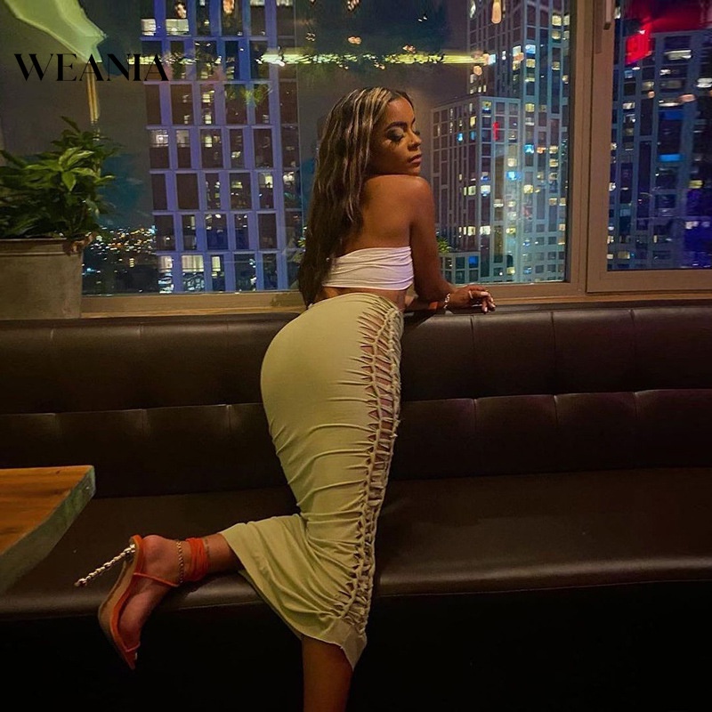 Chân Váy Dài Xếp Ly Phối Dây Thắt Bên Hông Kiểu Dáng Quyến Rũ