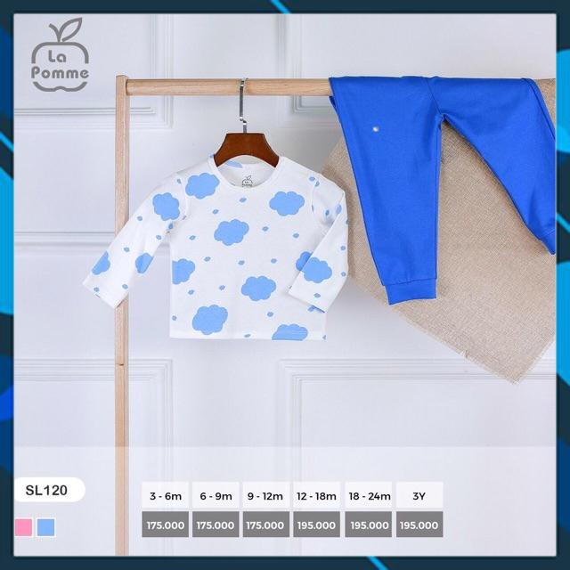 [Sale 129k] Bộ quần áo trẻ em dài tay cài vai họa tiếtđám mây La pomme- SL120 - Chất liệu Rayon Cotton thân thiện với da