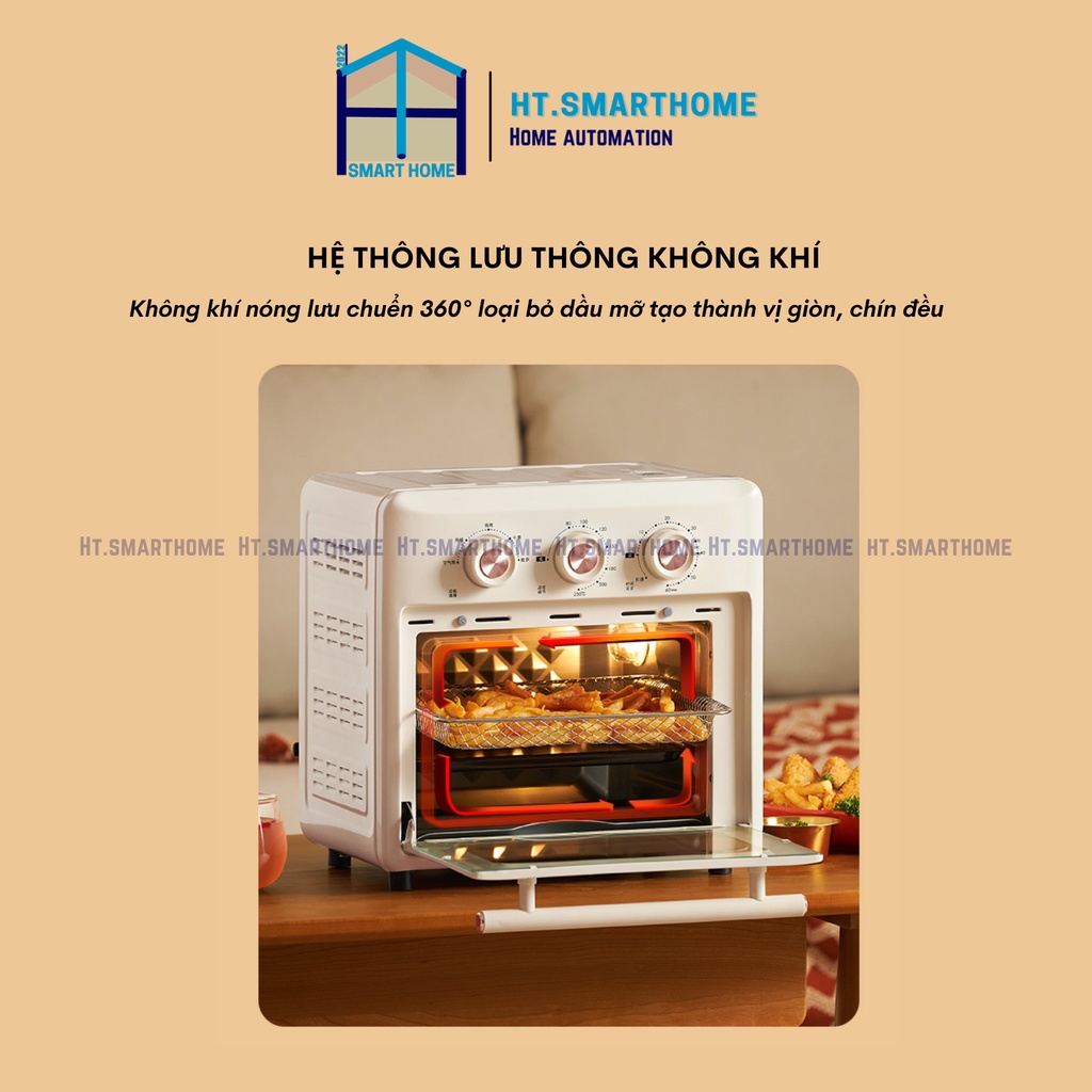 Lò nướng Uringo dung tích 15L 1200W - Nồi chiên không dầu kiêm lò nướng đối lưu đa năng 2in1