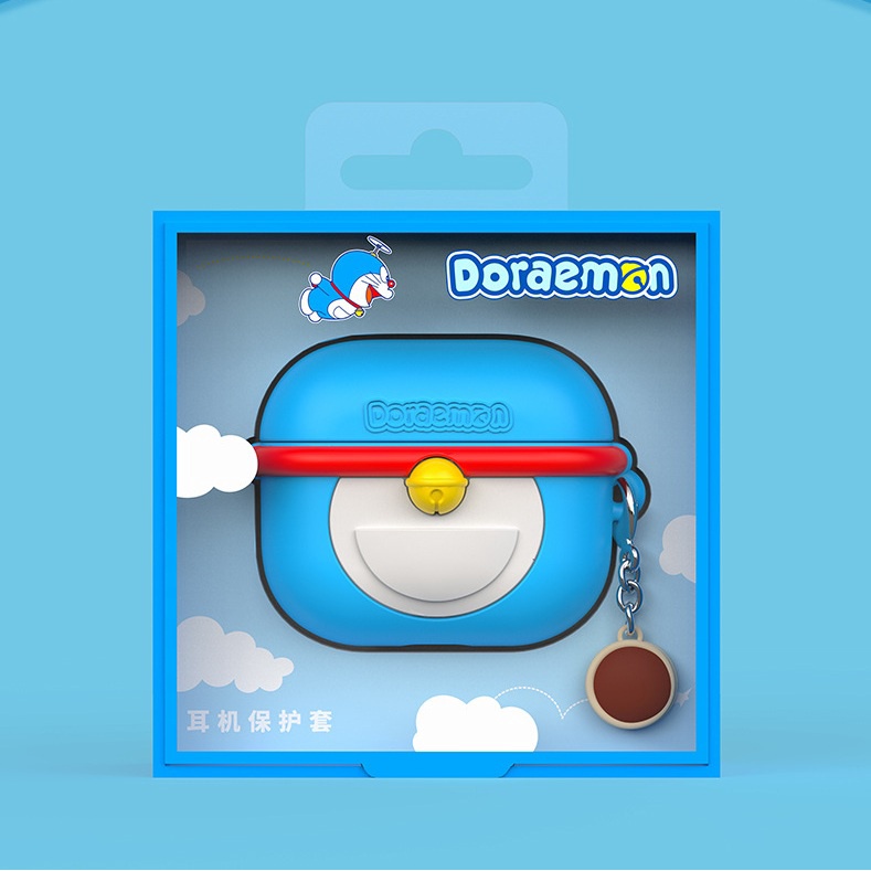 Vỏ Bảo Vệ Hộp Sạc Tai Nghe Airpods 3 / Airpods Pro 2 / Huawei Freebuds Pro 2 / Freebuds 4 Bằng Silicon Hình Doraemon 3D Dễ Thương