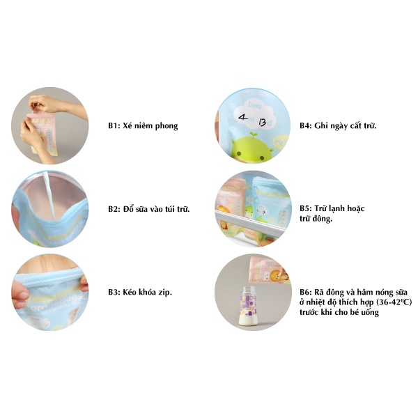 TÚI TRỮ SỮA K-MOM KMOM HÀN QUỐC (200ML-20 cái/ 50 cái), Túi trữ sữa Kmom