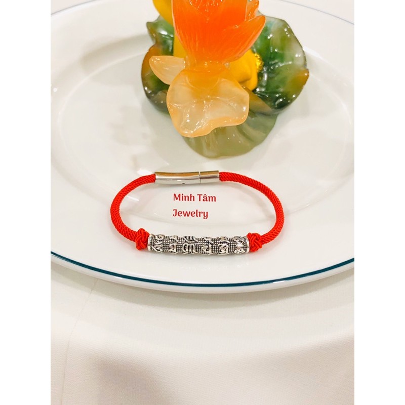 Charm bạc ống khắc chú bình an Omani Padme Hum 925-Minh Tâm Jewelry