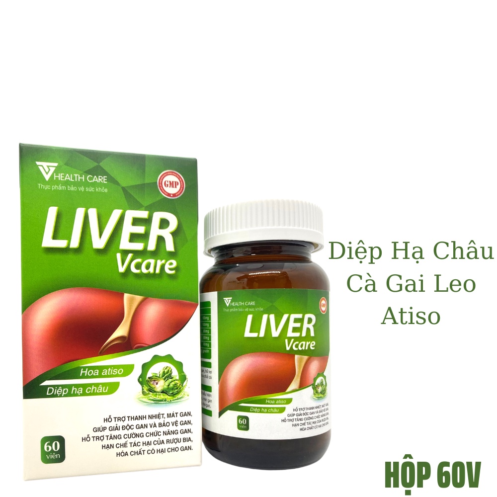 Giải độc gan LIVER VCARE hạ men gan, làm mát gan, bổ gan, tăng cường chức năng gan- Hộp 60 viên- Ngày 1 viên