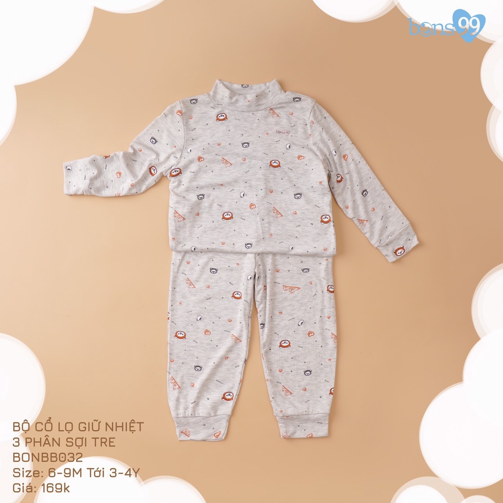 Bộ dài tay giữ nhiệt Bons99 họa tiết dễ thương cho bé