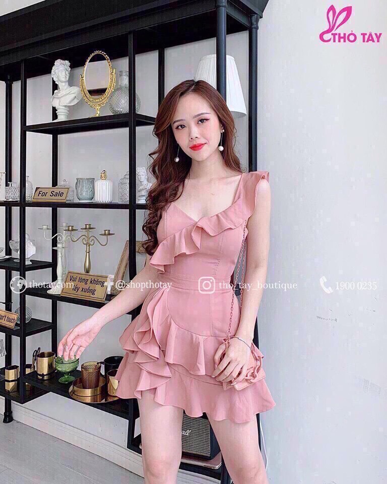 Đầm Body Xếp Bèo (Có Mút), Váy Xòe Sếp Tầng Siêu Xinh .QC