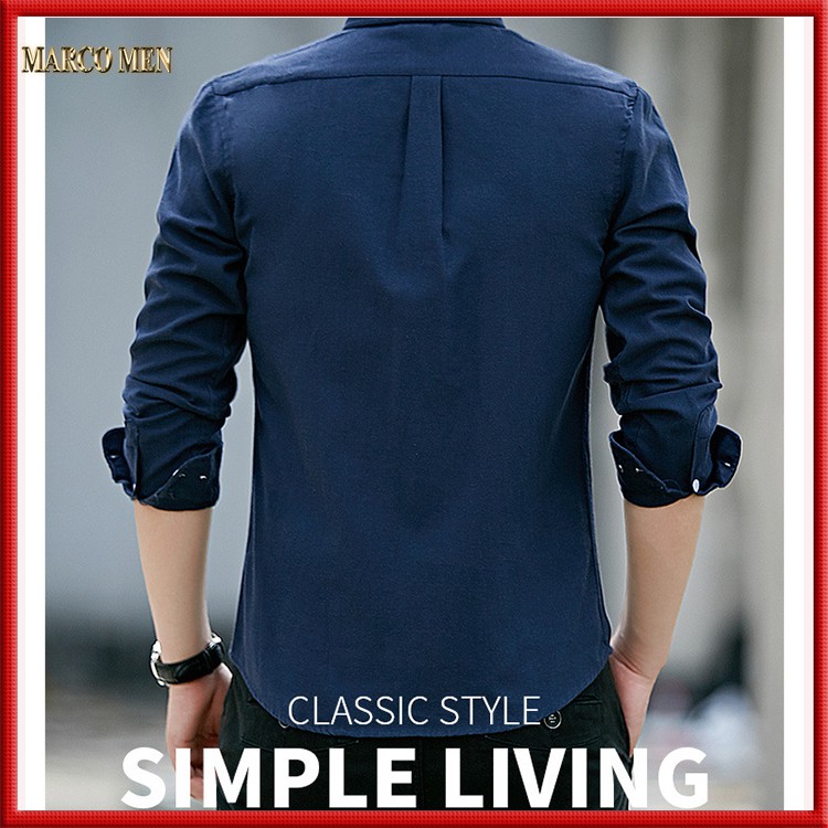 Áo sơ mi nam trơn dài tay dáng ôm hàn quốc vải oxford dày dặn XDA