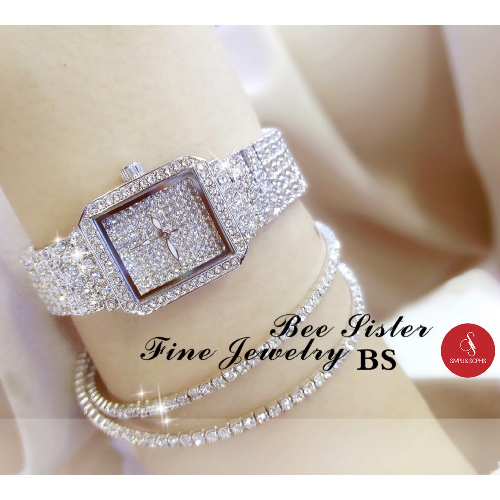 Đồng hồ nữ Bee Sister 0510 đính đá cao cấp 30mm (Bạc) + Tặng hộp đựng đồng hồ thời trang