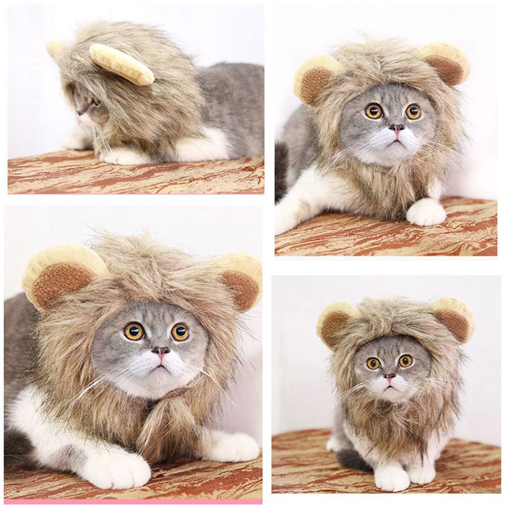 MIOSHOP Funny Lion Headgear Halloween Dog Hat Cat Costume Cute Dress Bristles Animal Toys Pet Products