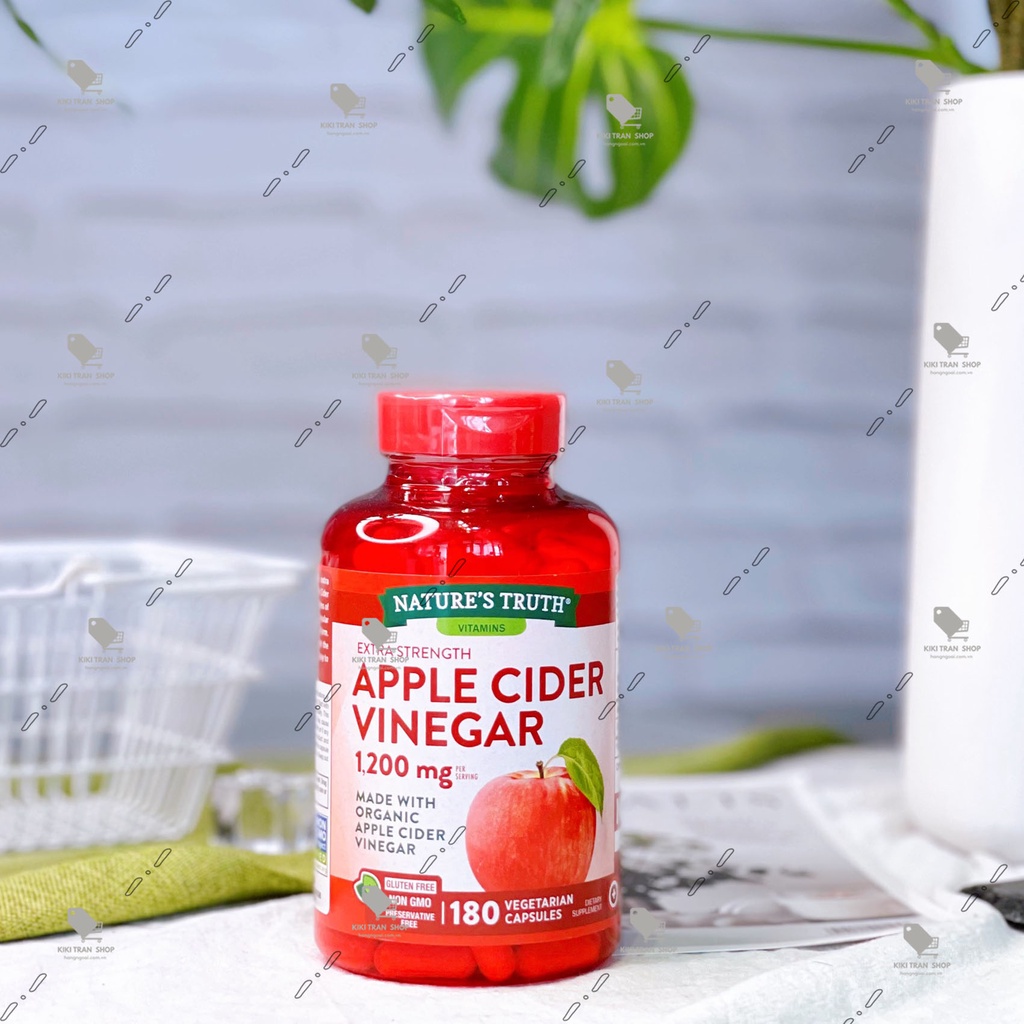 Viên uống giảm cân, giữ dáng đẹp giấm táo Apple Cider Vinegar 1200mg hộp 180 viên, chính hãng Nature’s Truth của Mỹ