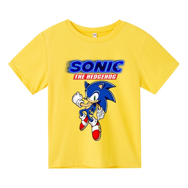 Áo thun in họa tiết Sonic hoạt hình mẫu 2021 thời trang mùa hè đáng yêu dành cho trẻ em