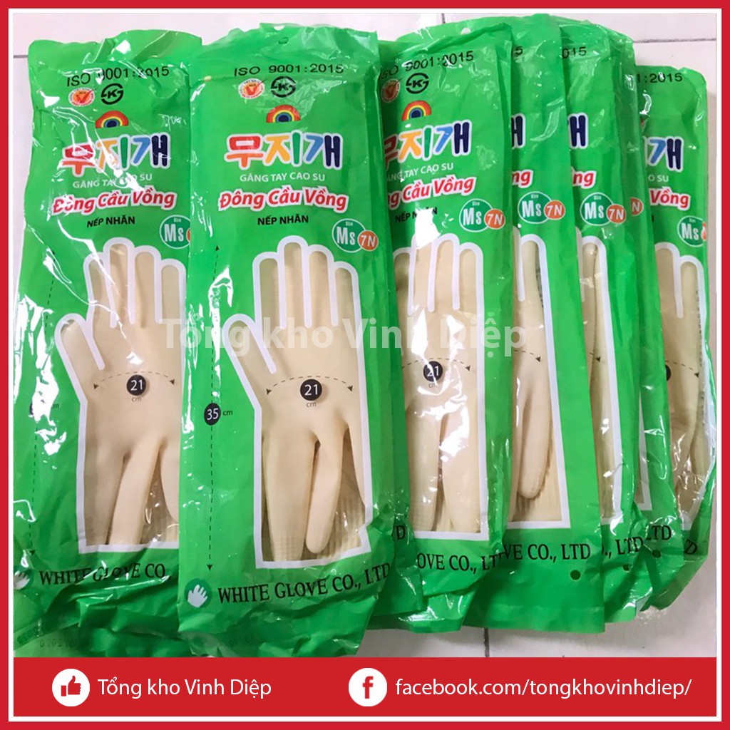 Găng tay cao su Hàn Quốc Đông cầu vồng đủ size
