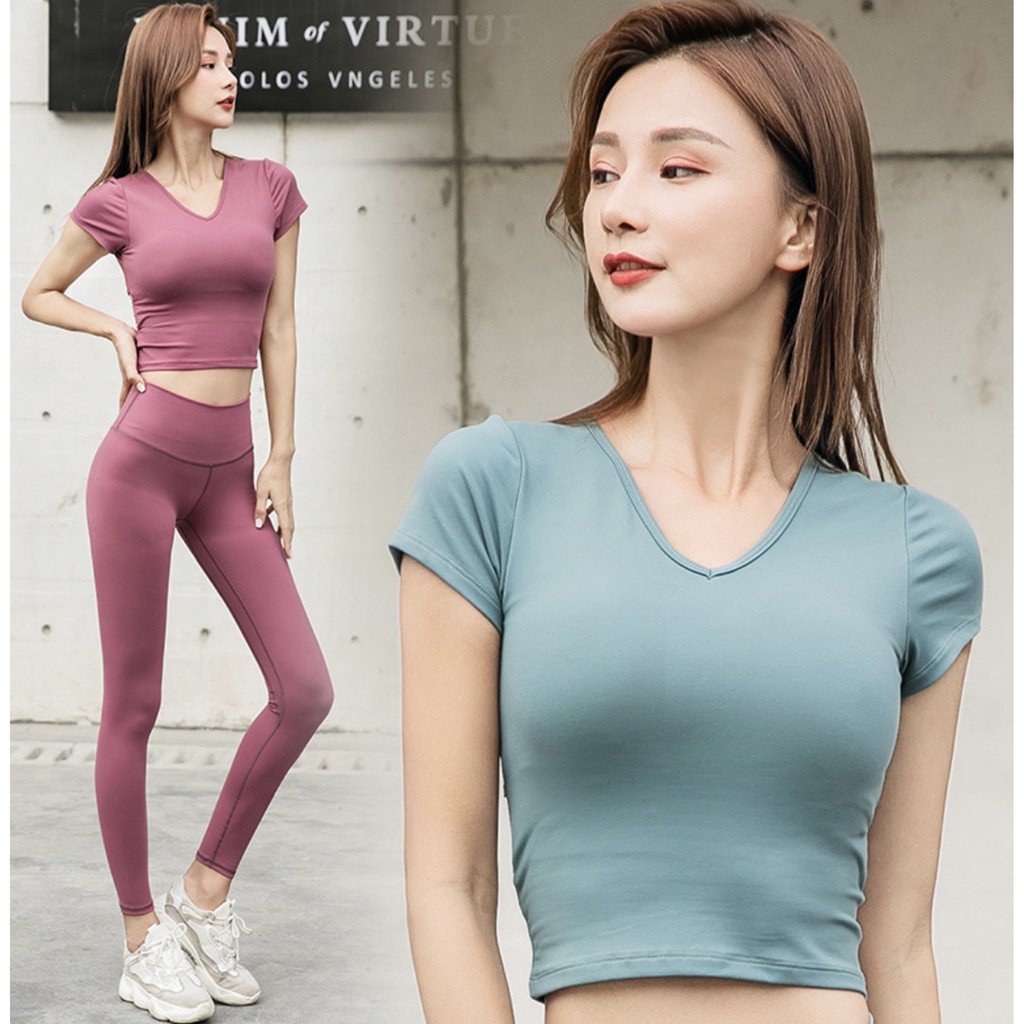 SET BỘ ĐỒ TẬP YOGA, GYM, THỂ THAO NỮ- ÁO CROPTOP CHÉO EO, LƯNG GEL CAO - SET306