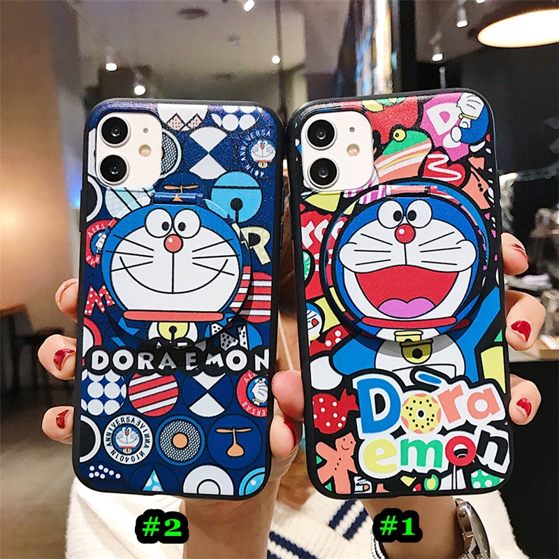 Ốp điện thoại có gương làm giá đỡ hình Doraemon cho OPPO A5 A9 A31 2020 F11 Pro F9 A7 A5s A3s A37 Neo9 F7 F5 HD37