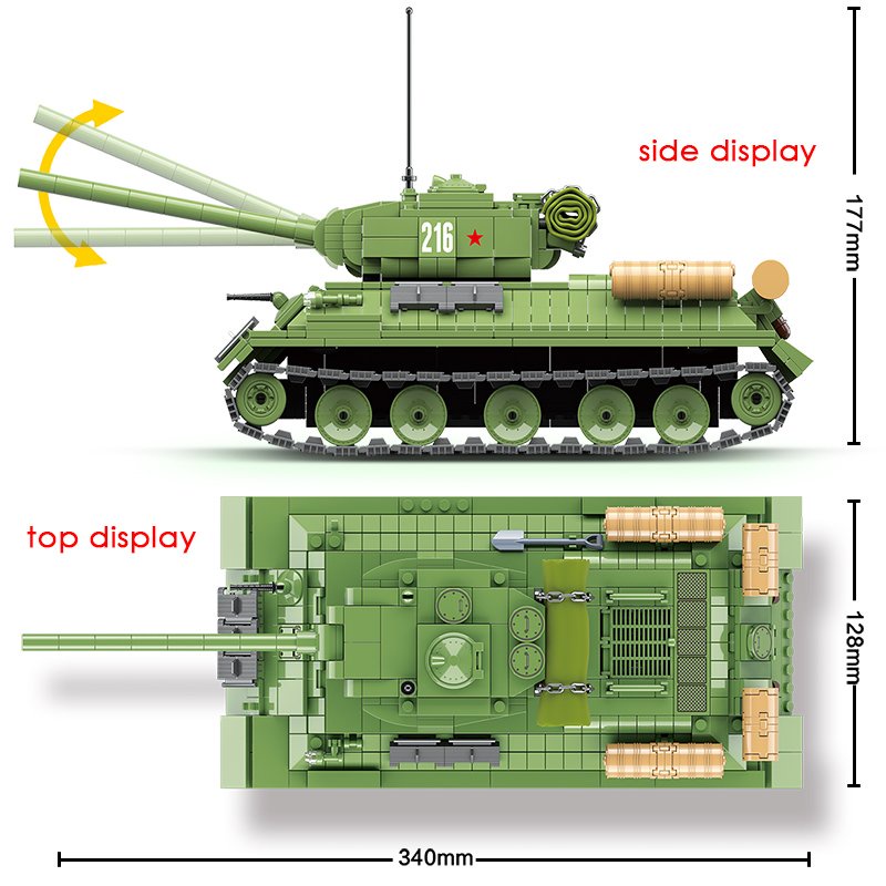 （CÓ SẴN）Đồ chơi lắp ráp mô hinh Quan Guan 100063 World War II Tank  Xe Tank T 34 huyền thoại của Hồng Quân Liên Xô