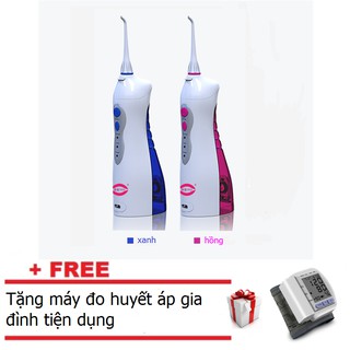 Máy tăm nước du lịch pin sạc + Tặng máy đo huyết áp gia đình