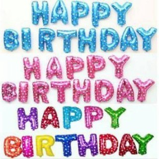 Bóng happy birthday kèm bơm bóng cầm tay