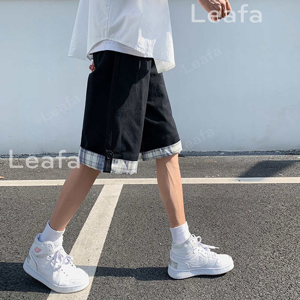 Quần short Unisex Kaki Mềm Mịn Quần đùi nam nữ viền Karo Màu Trẻ Trung Phong Cách Hàn Quốc Leafa QS17