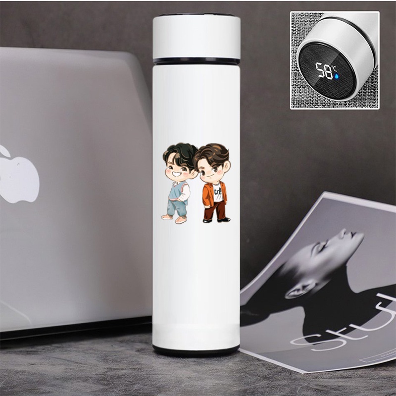 Bình giữ nhiệt đựng nước in hình BRIGHTWIN 2gether BL Thái Lan tiện lợi xinh xắn anime chibi