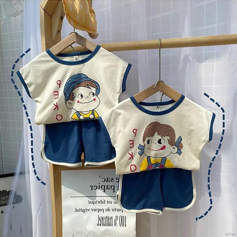 Set áo thun tay ngắn &amp; quần đùi họa tiết hoạt hình đáng yêu dành cho bé