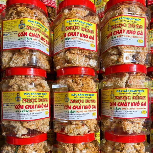 Cơm Cháy Khô Gà ( ăn liền ) là món ăn yêu thích của Shop Đặc Sản Phan Thiết NGỌC DŨNG; Hộp 250 gram HSD 12 tháng