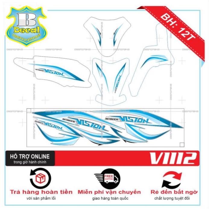 ( Quí khách vui lòng mang ra tiệm cho thợ dán ) Tem VISION 2014 CHỈ XANH DÁN XE TRẮNG [Bi Decal]