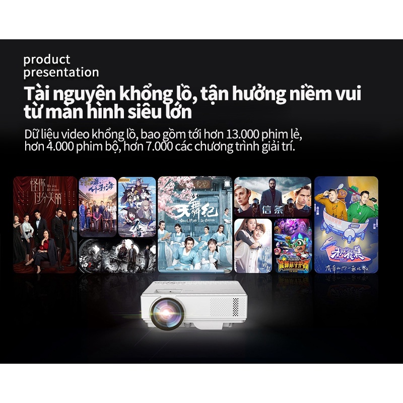 Máy chiếu mini  Smart Android ,Màn hình chiếu 60-120 inch+Kết nối điện thoại + Full HD 1080 - BH 12 tháng