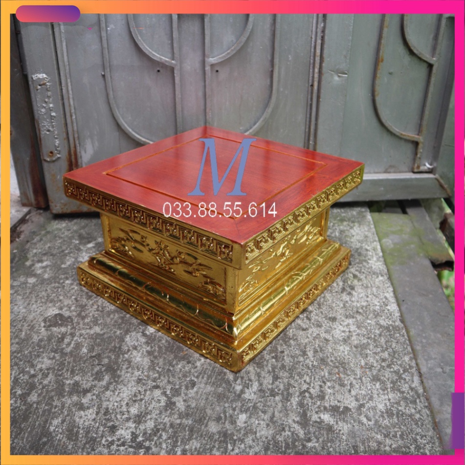 Đế Chân Loa Chiện Sơn Son Thếp Vàng Cao 20cm