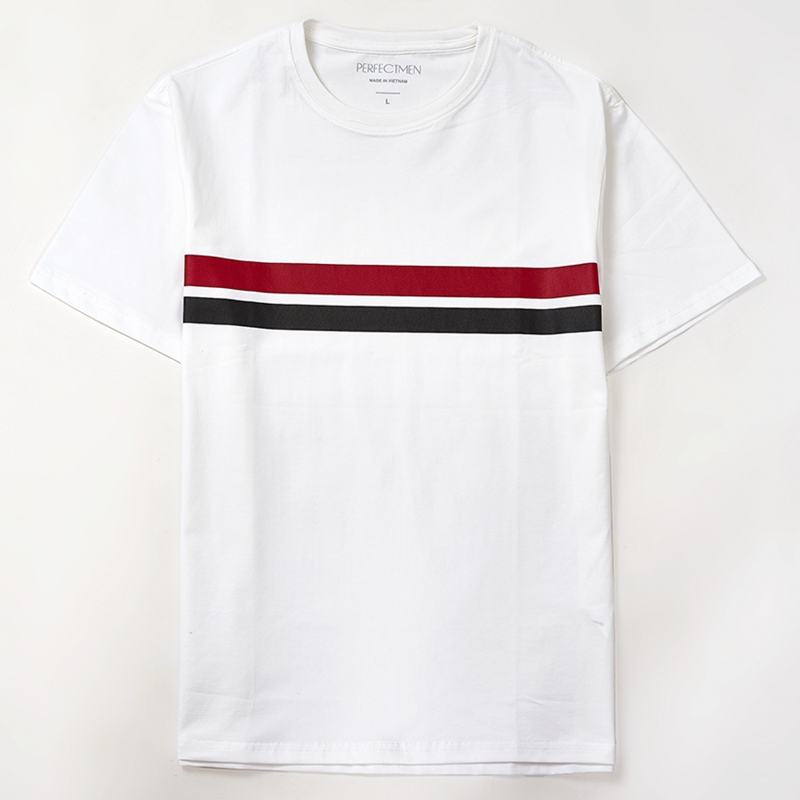 Áo thun nam cổ tròn 100% cotton Premium chính hãng PERFECTMEN sọc ngang đỏ đô, đen, trẻ trung, lịch lãm, vải xuất xịn | BigBuy360 - bigbuy360.vn
