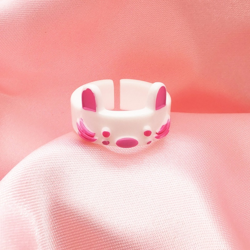 Nhẫn Nhựa Resin Gọn Nhẹ Hình Thỏ Nhiều Màu Dễ Thương Cho Nữ
