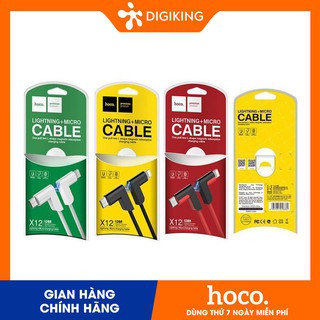 Cáp 2 đầu hoco - x12 iphone và micro sạc cùng lúc 2 thiết bị
